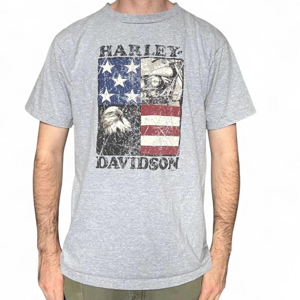 Grey Harley Davidson USA flag tee size L